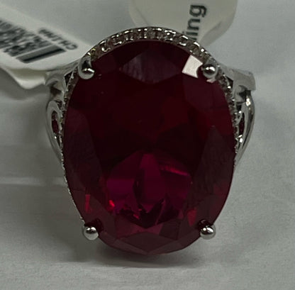 Sterling Silver Red White CZ Ring New JTV Size 8