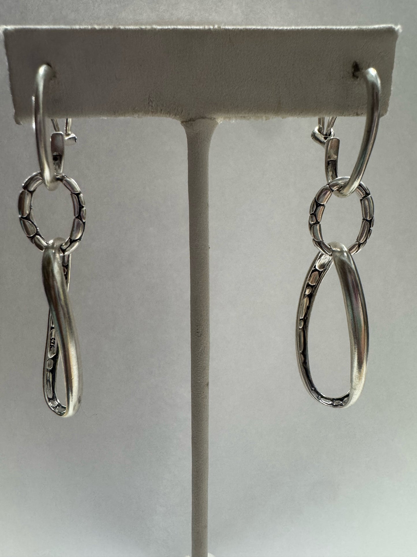 John Hardy Kali Sterling Silver Kali Lava Door Knocker Earrings 2.5" Dangle