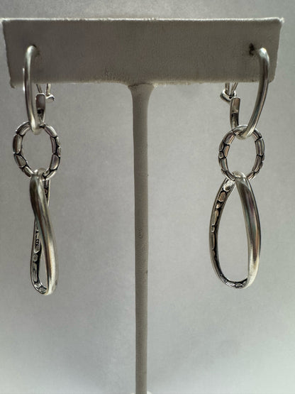 John Hardy Kali Sterling Silver Kali Lava Door Knocker Earrings 2.5" Dangle
