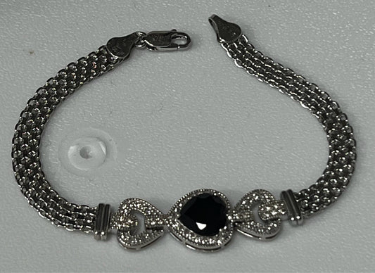 Sterling Silver Onyx Bracelet New JTV 8"