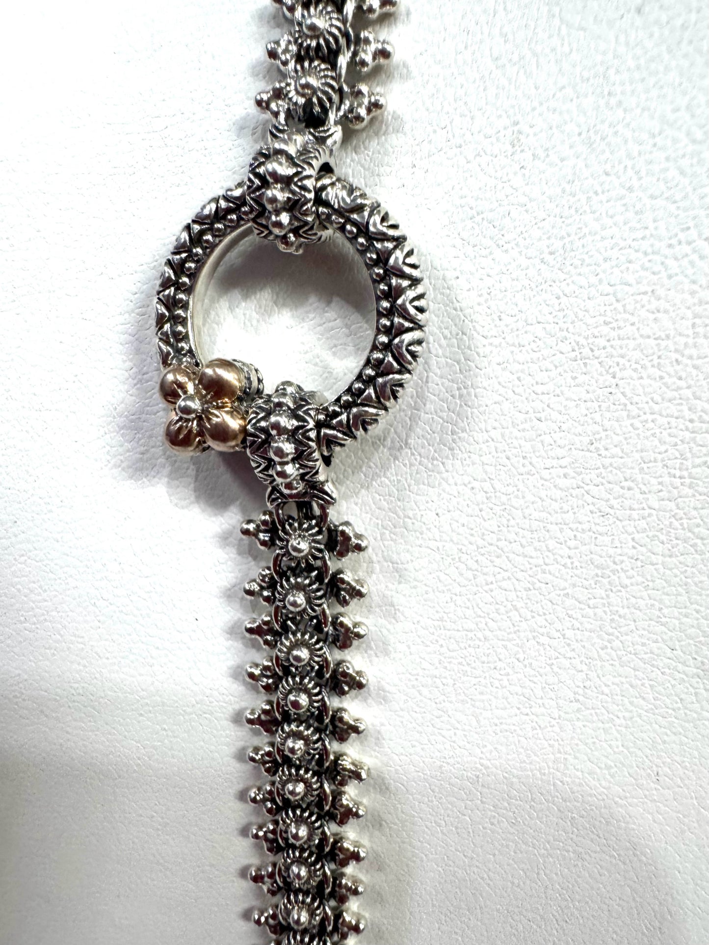 Barbara Bixby Sterling Silver& 18K Gold 25" Handmade Eastern Chain Necklace