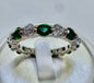 Sterling Silver Green White CZ Ring Size 10
