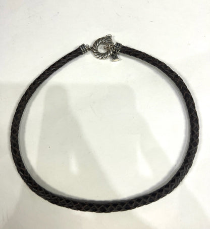 Carolyn Pollack Sterling Silver Braided Necklace w/ Toggle Clasp Dark Brown 17"