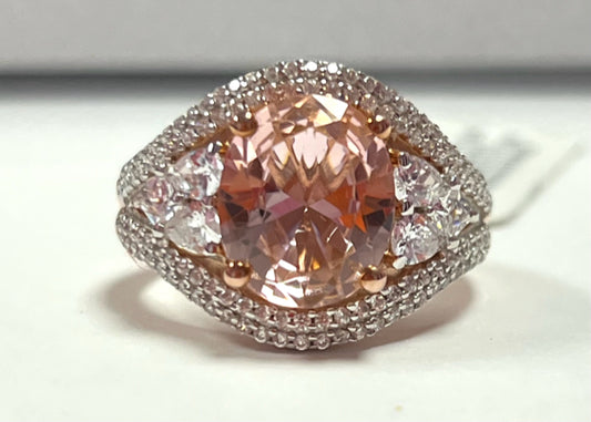 Gold Over Sterling Morganite Simulant New w/ Tags JTV Size 8