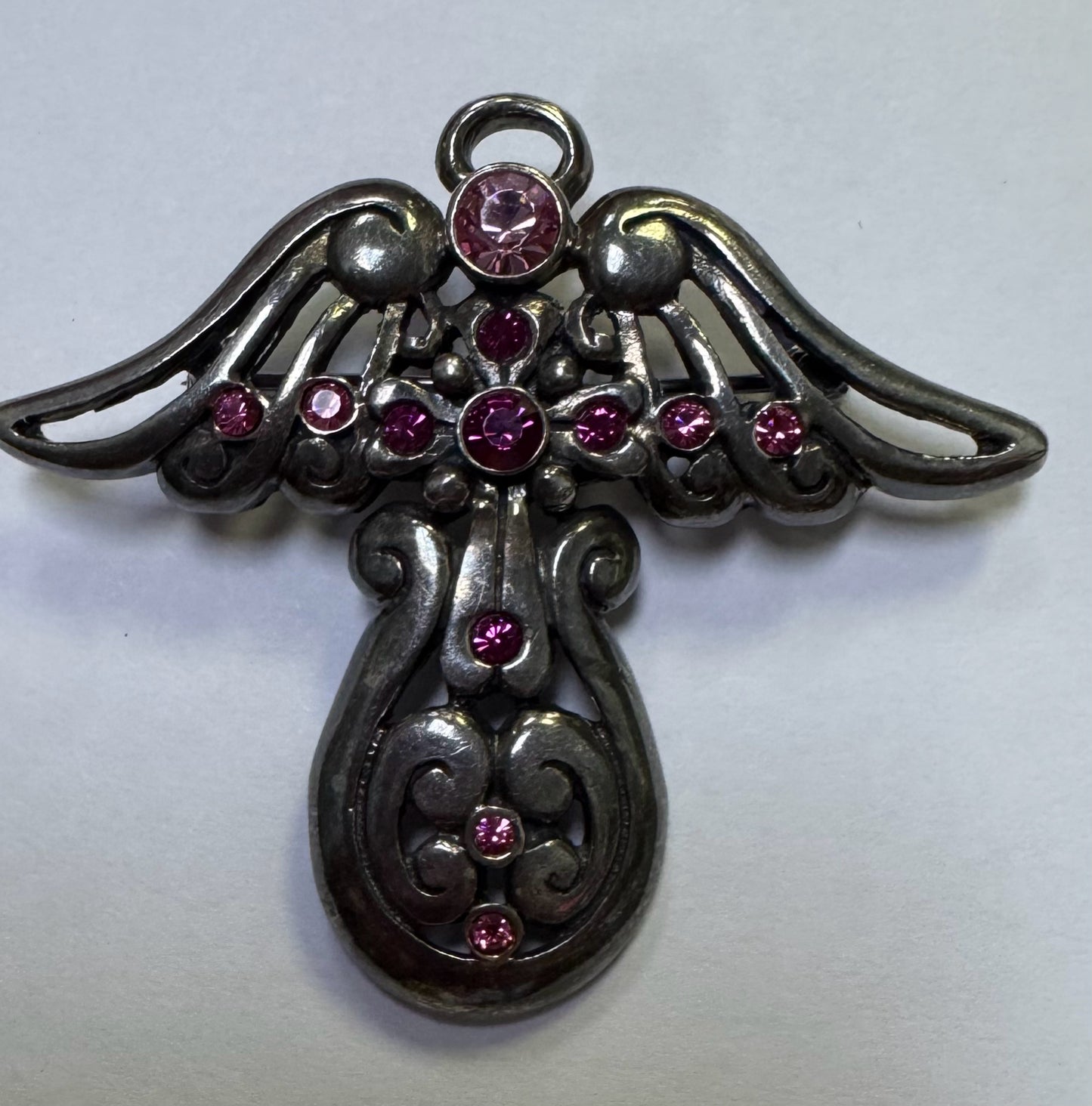 Sterling Silver 925  Barse Angel Pin Brooch Pendant 1" x 1.10"