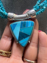 Load image into Gallery viewer, Sterling Silver Jay King DTR Turquoise Pendant Magnetic Bead 18&quot; Necklace