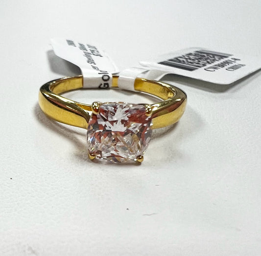 Gold Over Sterling Silver CZ Ring Size 8 JTV