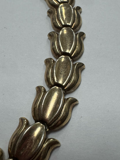 Vintage Crown Trifari 16" Necklace Tulip Goldtone 13mm Circa 1930s-1955 Pat Pend