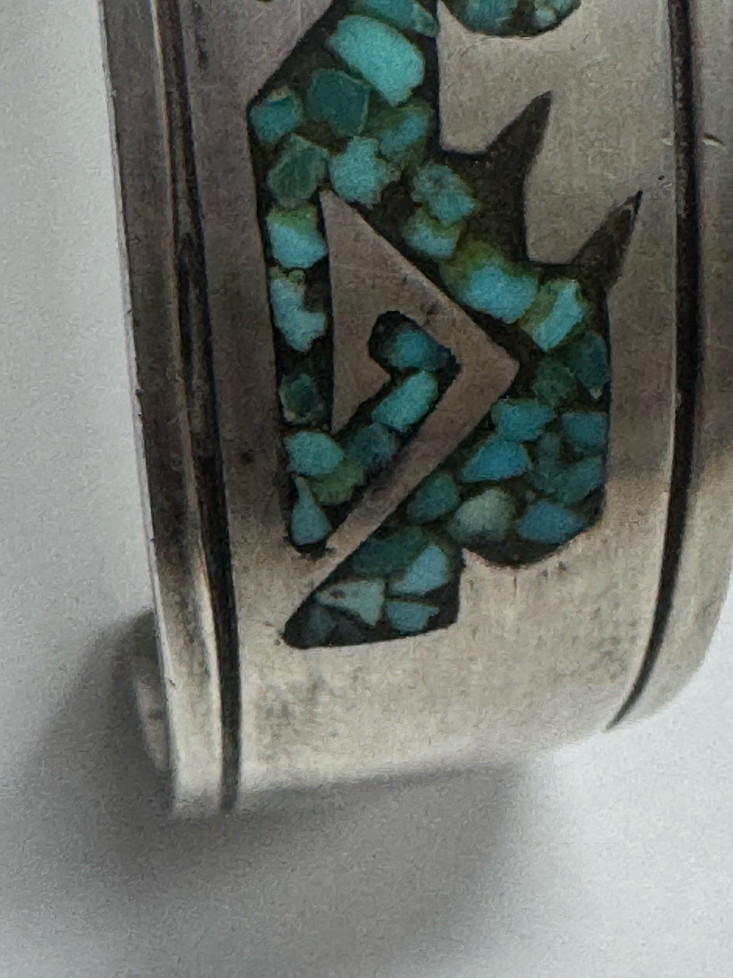 Tommy Singer Sterling Silver Mosaic Turquoise Native American Cuff  Bracelet