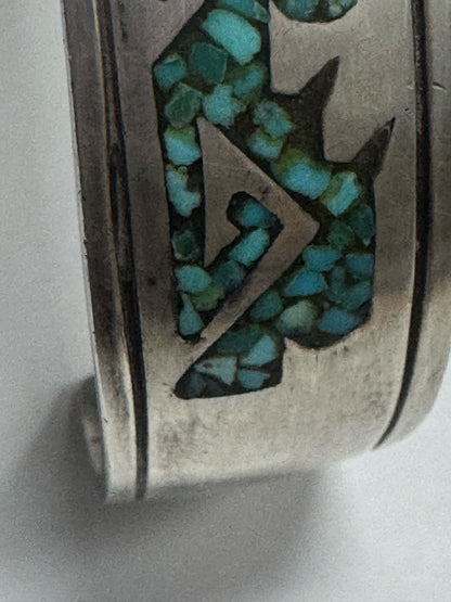 Tommy Singer Sterling Silver Mosaic Turquoise Native American Cuff  Bracelet
