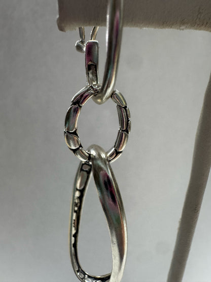 John Hardy Kali Sterling Silver Kali Lava Door Knocker Earrings 2.5" Dangle