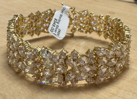 Gold Over Sterling Silver Bracelet CZ New JTV 8"