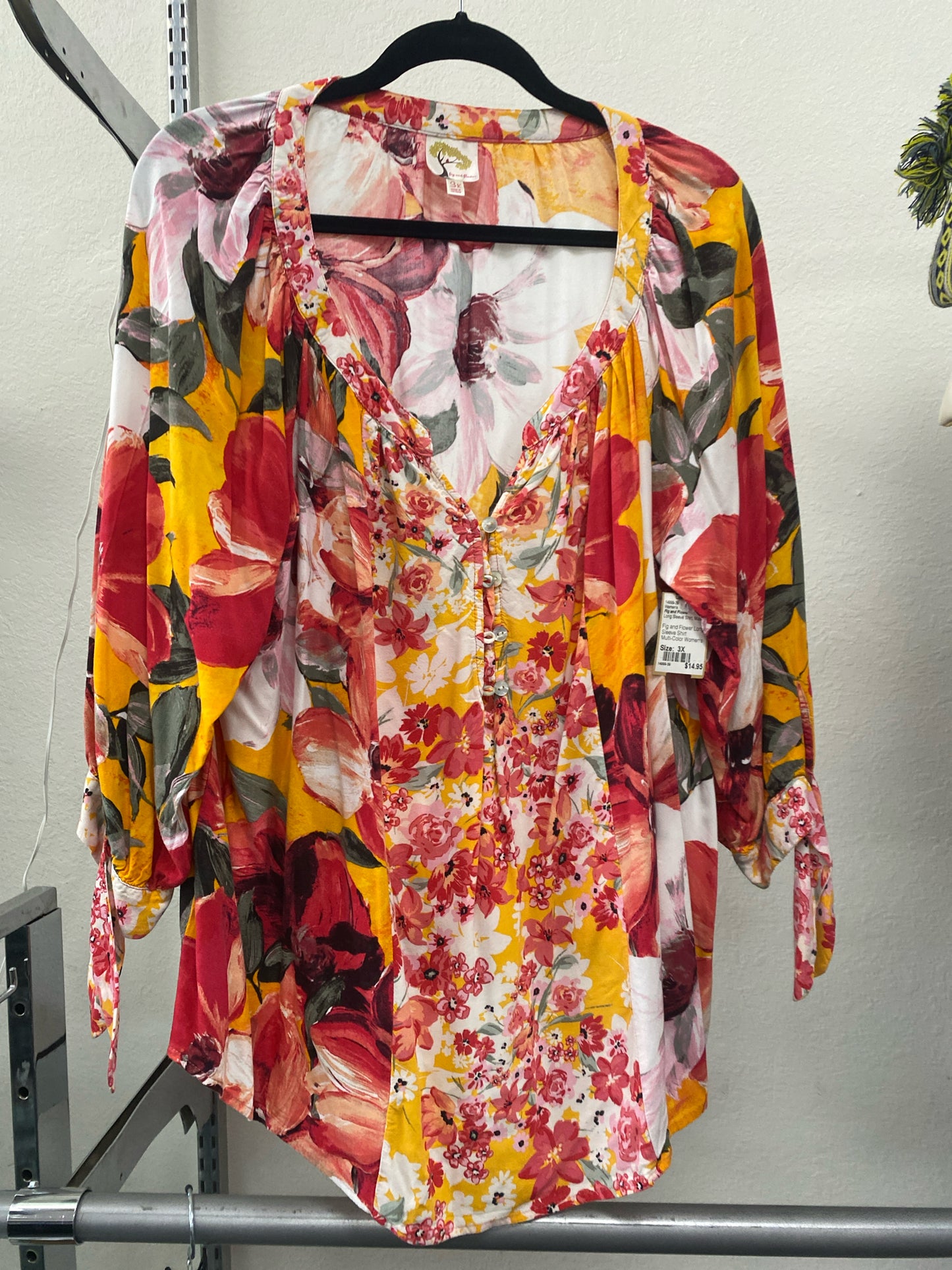 Multi-Color Fig and Flower Long Sleeve Shirt Women's