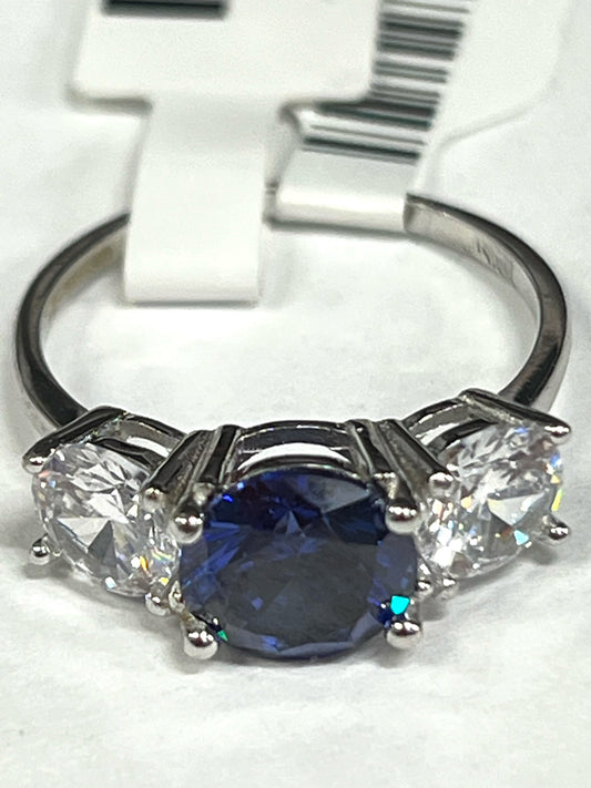 Sterling Silver Blue CZ Ring New w/ Tags JTV Size 8