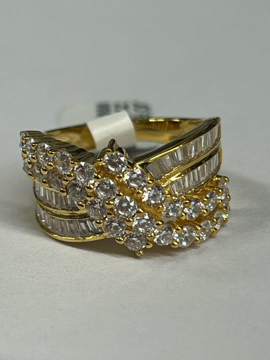 Gold Over Sterling CZ Ring Size 8 JTV