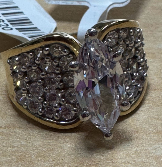 Gold Over Sterling Silver Charles Winston CZ Ring New w/ Tags Size 8 JTV