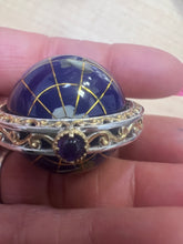 Load image into Gallery viewer, Gems en Vogue Lapis &amp; African Amethyst Large Globe 2.2&quot; x 1.5&quot; Pendant Sterling