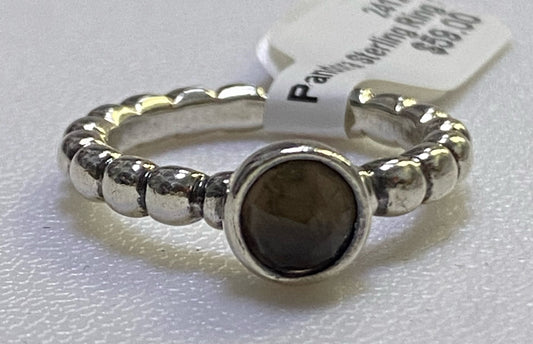 Pandora Sterling Ring SZ 7 Smoky Quartz