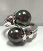 Sterling Silver Black Tahitian Pearl Bypass Ring Size 8 JTV New