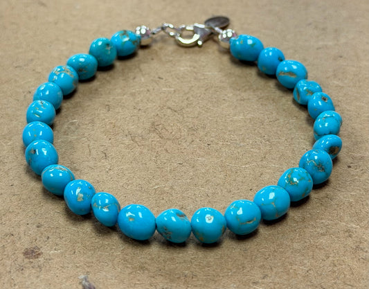 Sterling Sleeping Beauty Turquoise Bracelet JTV New 8"
