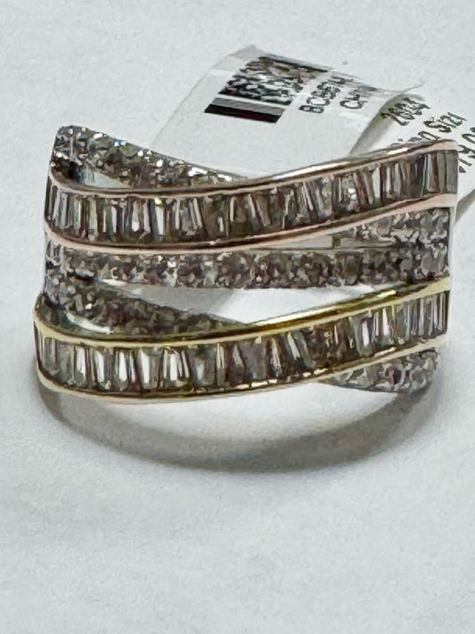 Sterling Silver Tri  Color CZ Ring Size 8 New w/ Tags JTV