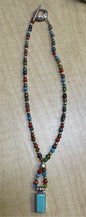 Ted Ott Sterling Silver 14.5" Choker Necklace Turquoise Pendant & Beads Toggle