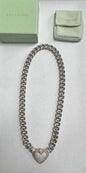 Judith Ripka Sterling Silver CZ Cubic Zirconia Heart 18" Necklace Rolo Chain 83g