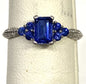 10k White Gold Lab Created Sapphire & Diamond Ring Size 6.5