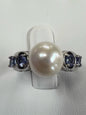 Sterling Silver Cultured Pearl & Tanzanite Ring Size 8 JTV