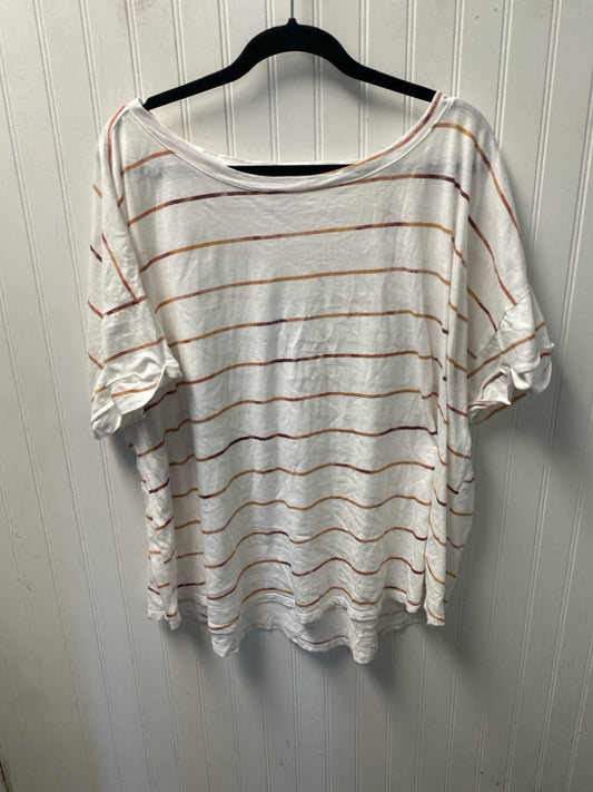 White Striped 24/7 Maurices Short Sleeve Shirt Women's