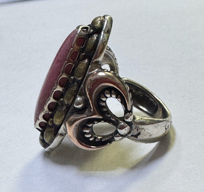Carolyn Pollack Sterling Silver Copper and Brass Pink Rhodonite Ring Size 8