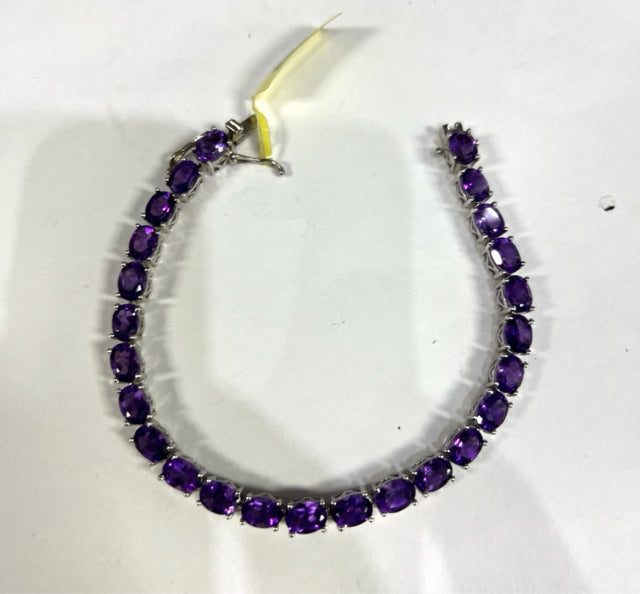 Chuck Clemency STS Sterling Silver Purple Amethyst Tennis Bracelet 7.5"