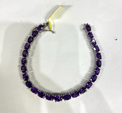 Chuck Clemency STS Sterling Silver Purple Amethyst Tennis Bracelet 7.5"