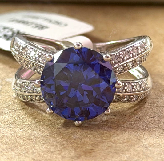 Sterling Blue & White CZ JTV New w/ Tags Size 8