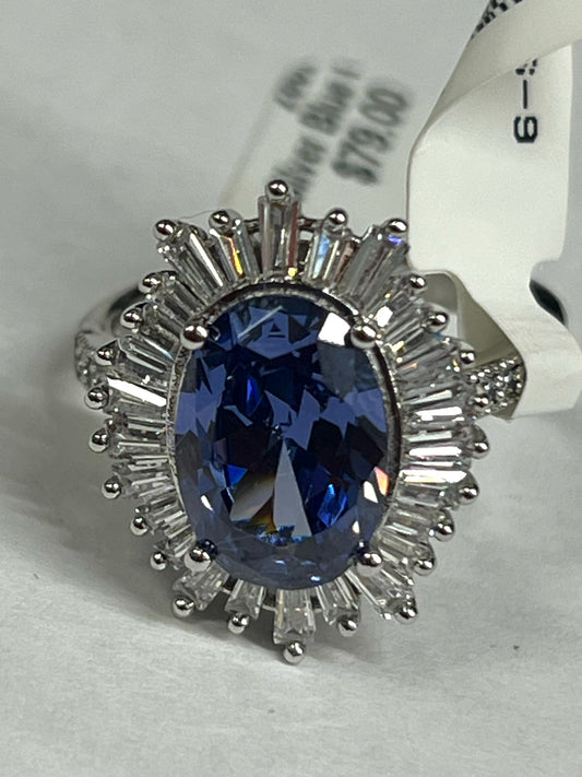 Sterling Silver Blue CZ Ring New w/ Tags JTV Size 9
