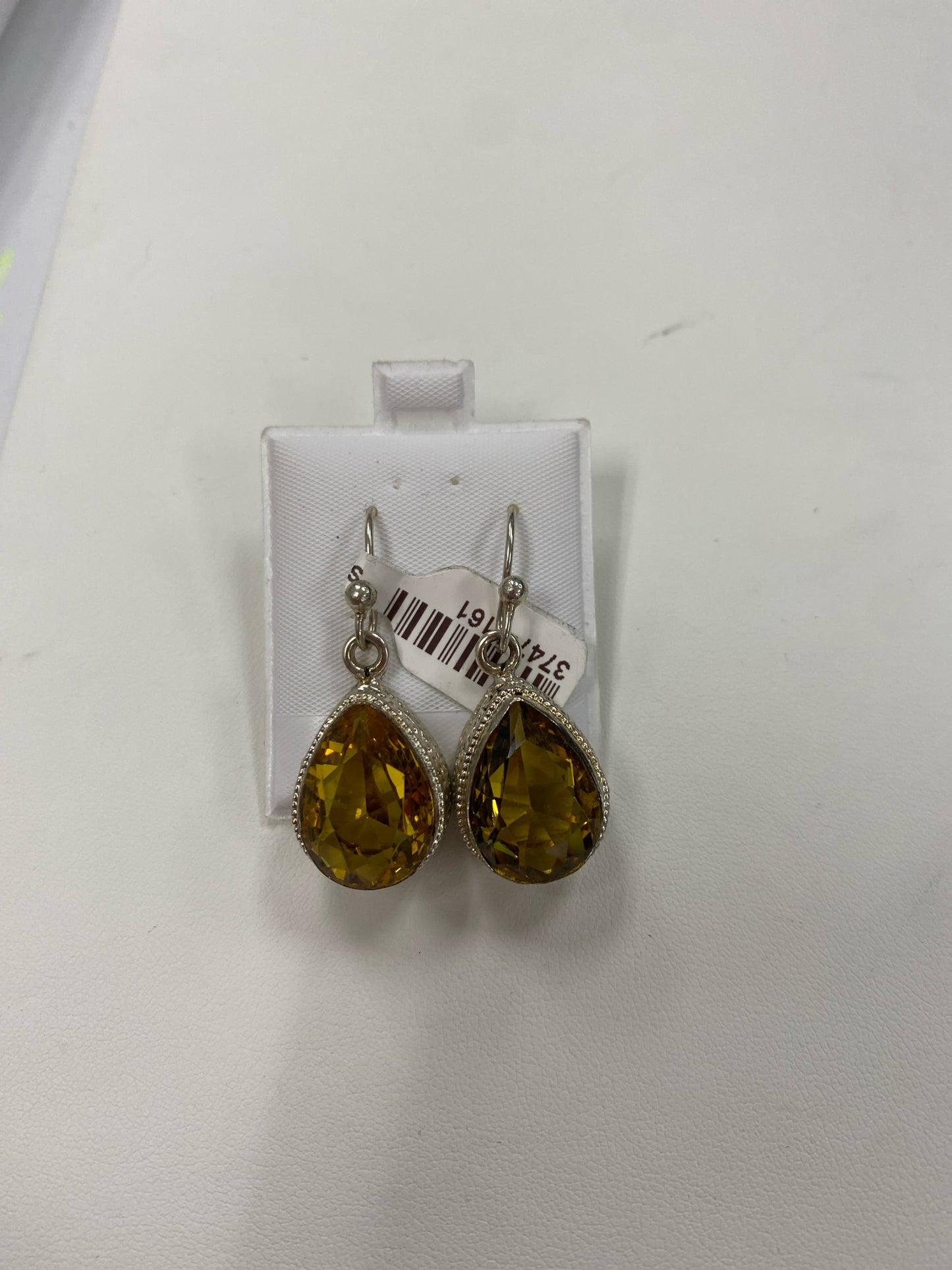 Sterling Silver Dangle Yellow Earrings
