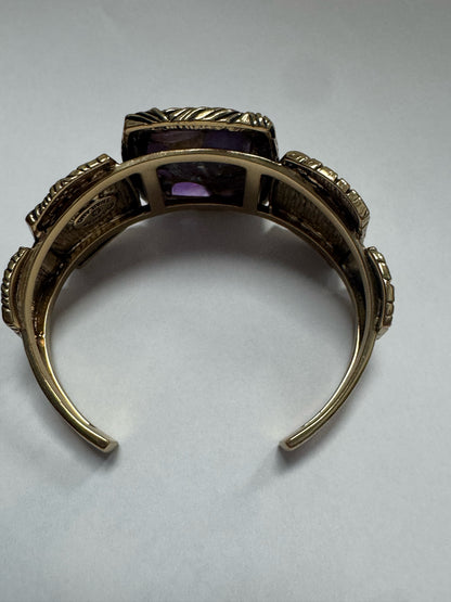 Barse Bronze & Mohave Amethyst Scroll Cuff Bracelet by Barse 1.5" Wide