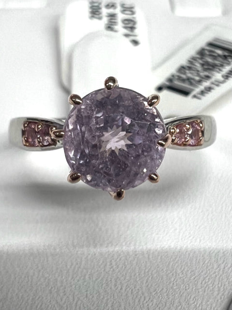 Sterling Silver Pink Kunzite .10 ct tw Pink Sapphire Ring Size 9 New w/ Tags JTV