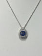 Sterling Silver Blue & White CZ Pendant & Chain New JTV