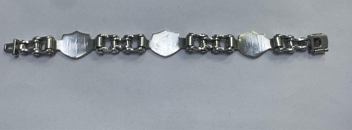 Harley Davidson Motorcycle Sterling Silver Bike Chain Link Bracelet 8"