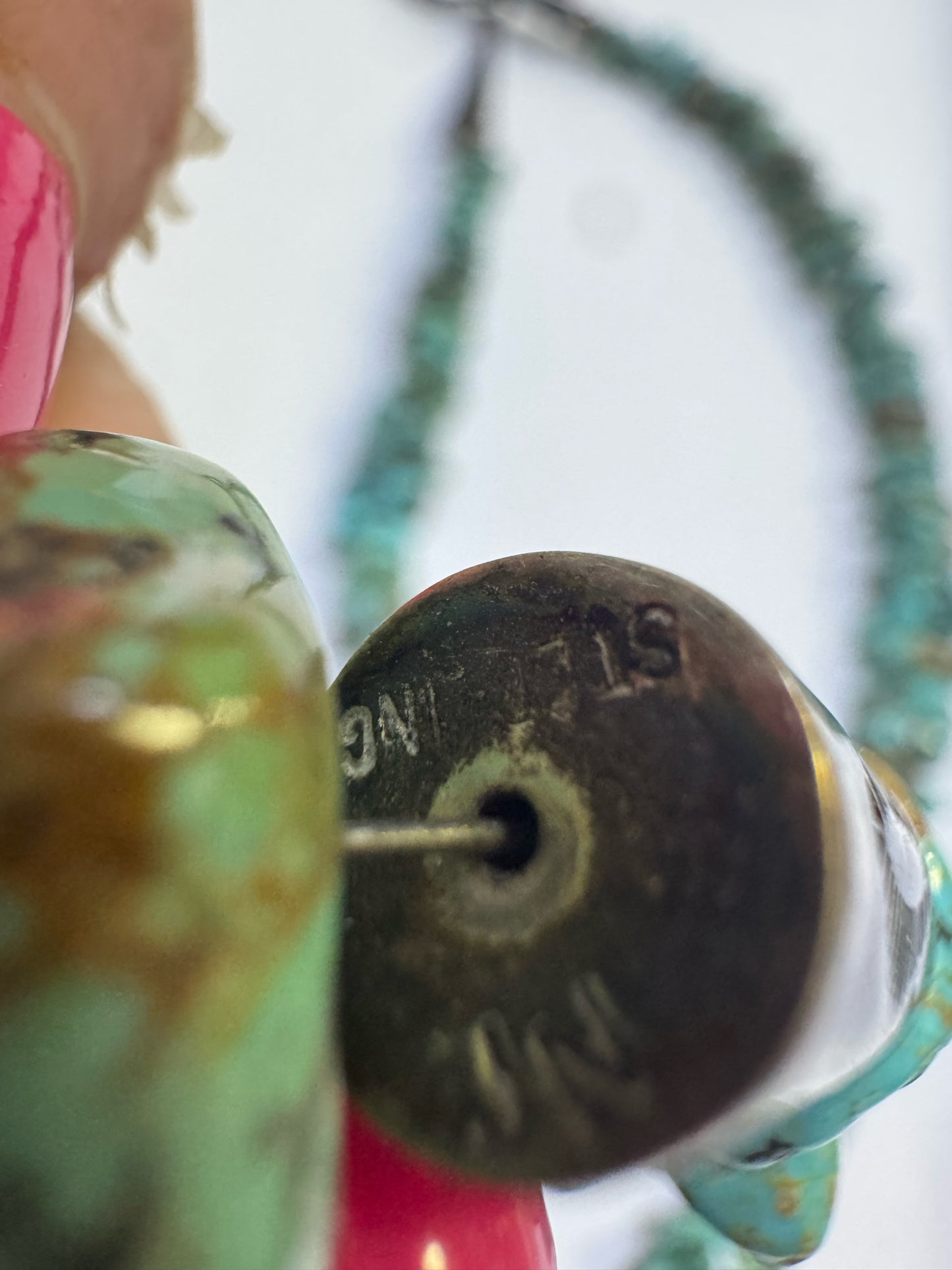 Native American Sterling Silver Turquoise Nugget & Slab 28" Necklace JN