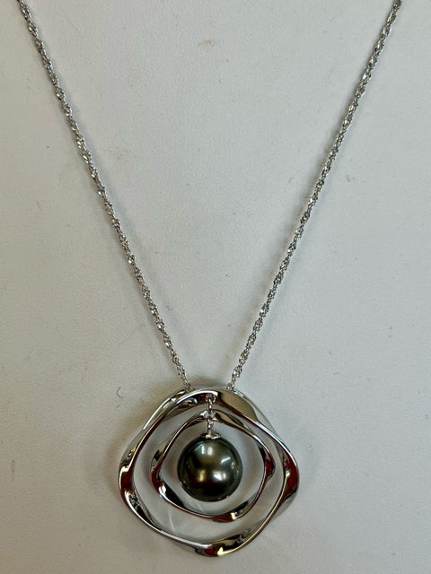 Sterling Silver Tahitian Black Pearl Necklace Chain JTV