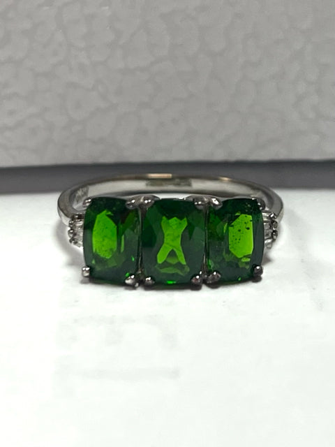 Sterling Silver Chrome Diopside Ring Size 8 JTV