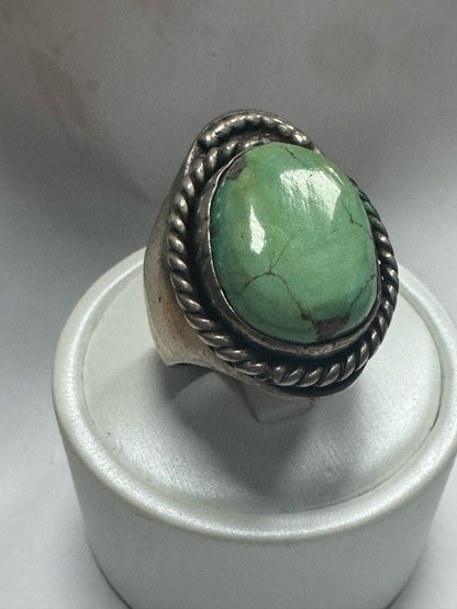 Native American Sterling Silver Ring Heavy Massive 33g Turquoise Size 11