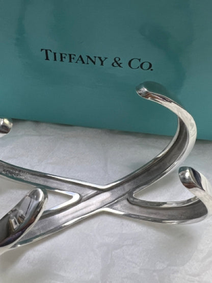 Tiffany & Co. Paloma Picasso Sterling Silver Graffiti X Cuff Bracelet w/ Box