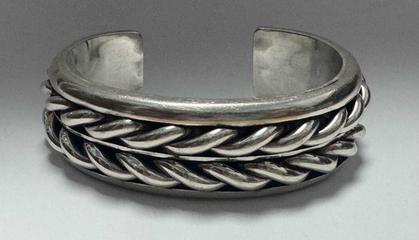 Jimmie King Jr Navajo Sterling Silver Bracelet Cuff Heavy 109g '78 Inside Cuff