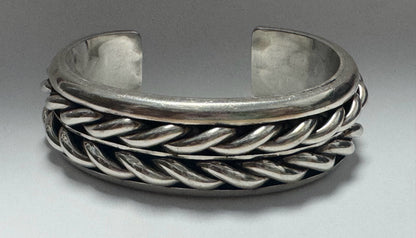 Jimmie King Jr Navajo Sterling Silver Bracelet Cuff Heavy 109g '78 Inside Cuff