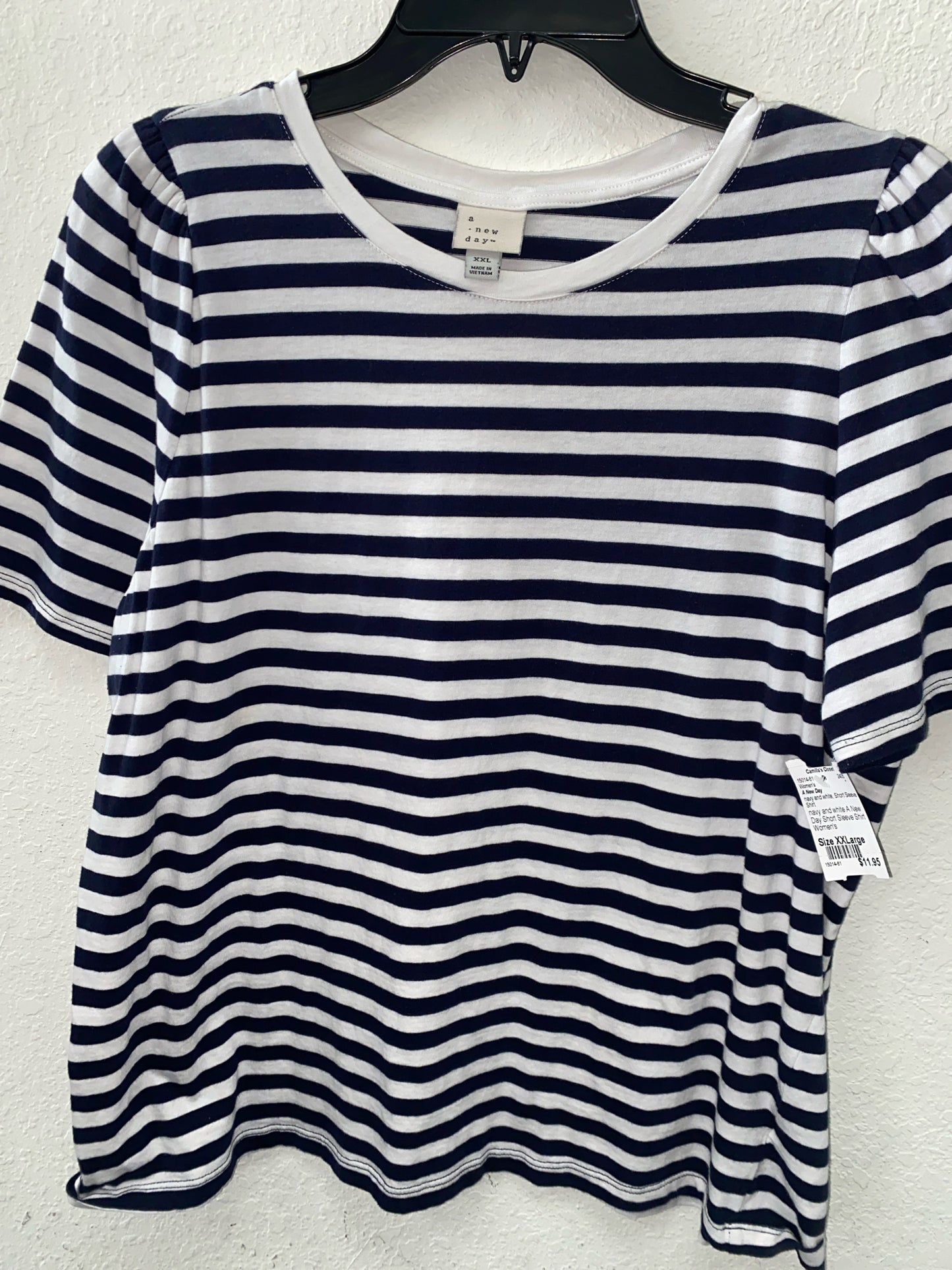 navy and white A New Day Short Sleeve Shirt Women's