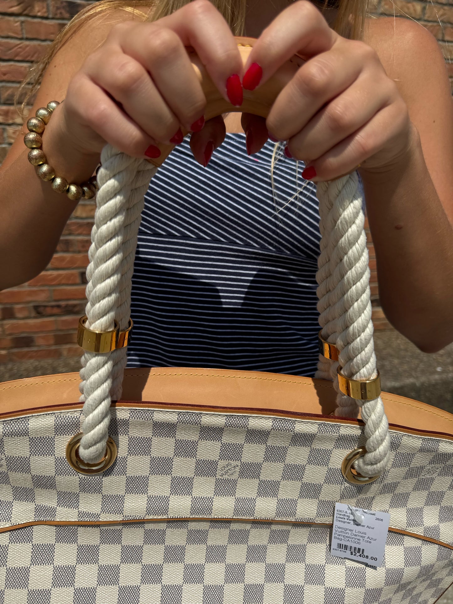 Designer Louis Vuitton Damier Azur Handbag