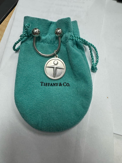 Tiffany & Co 925 Sterling Silver Horseshoe Key Ring Manpower Logo Screw Off Ball